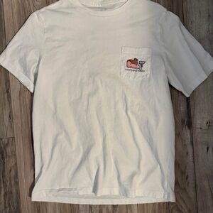 Vineyard Vines White Short Sleeve Pocket Tee with Dancer Whale